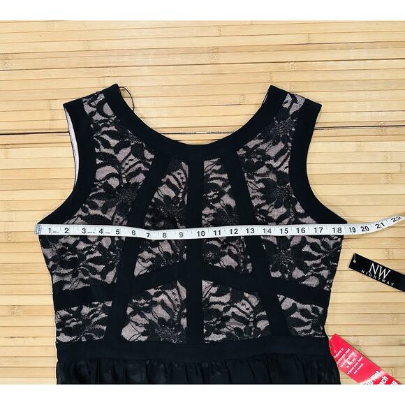 Nightway NEW Sparkle Lace Chiffon Women’s 14 Formal Party Event Stellar - Picture 10 of 14